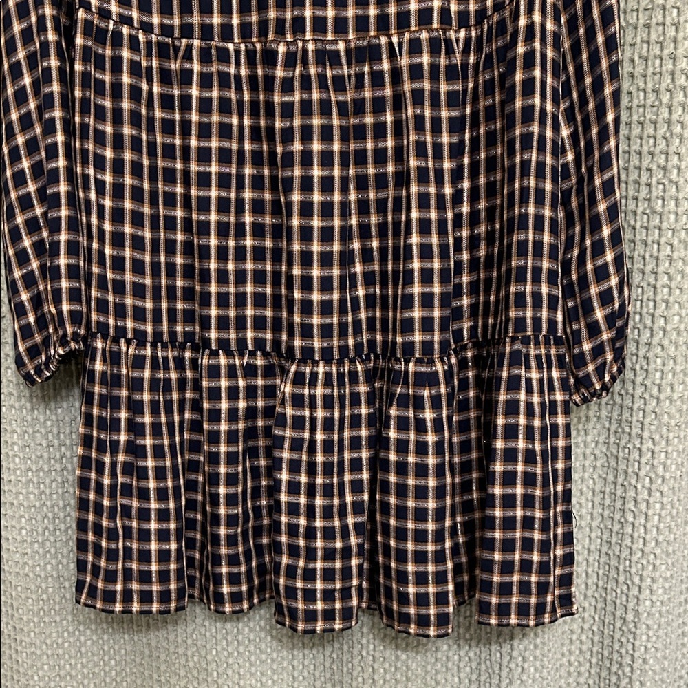 Festive checkered plaid Babydoll Dress - Picture 4 of 6